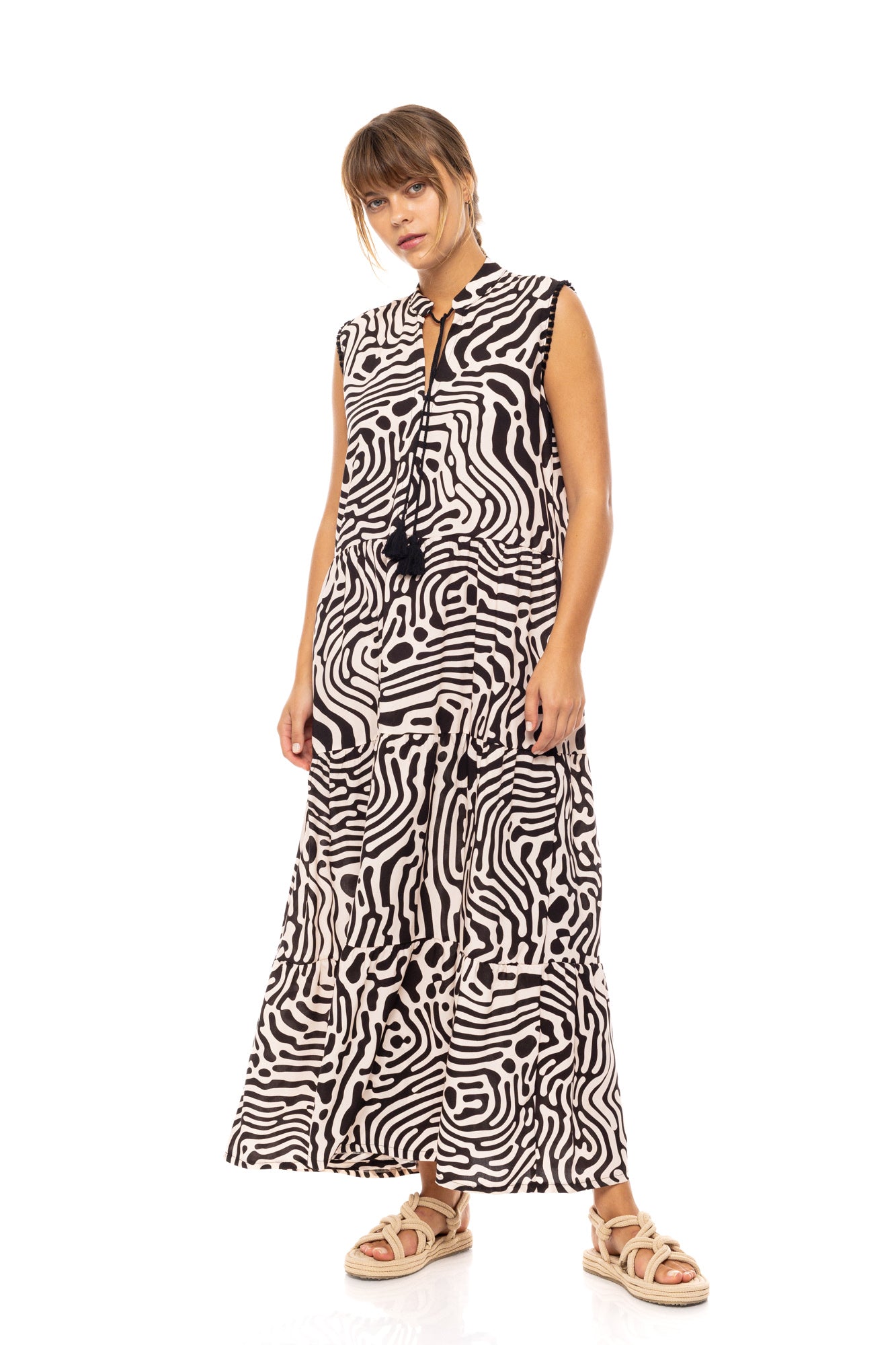 Pink Label - Beachwear Long Black Geo