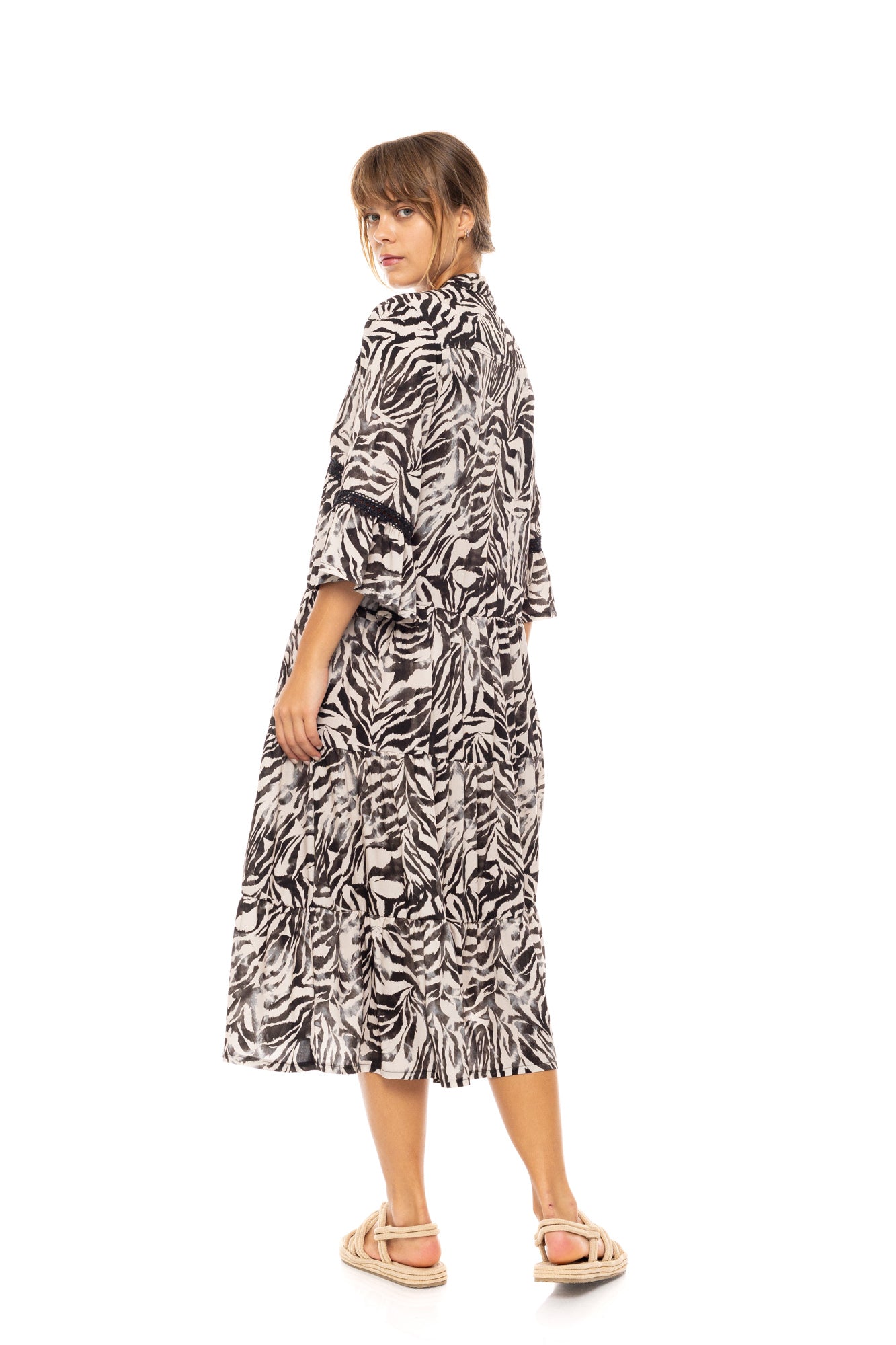 Pink Label - Beachwear Long Black Leopard