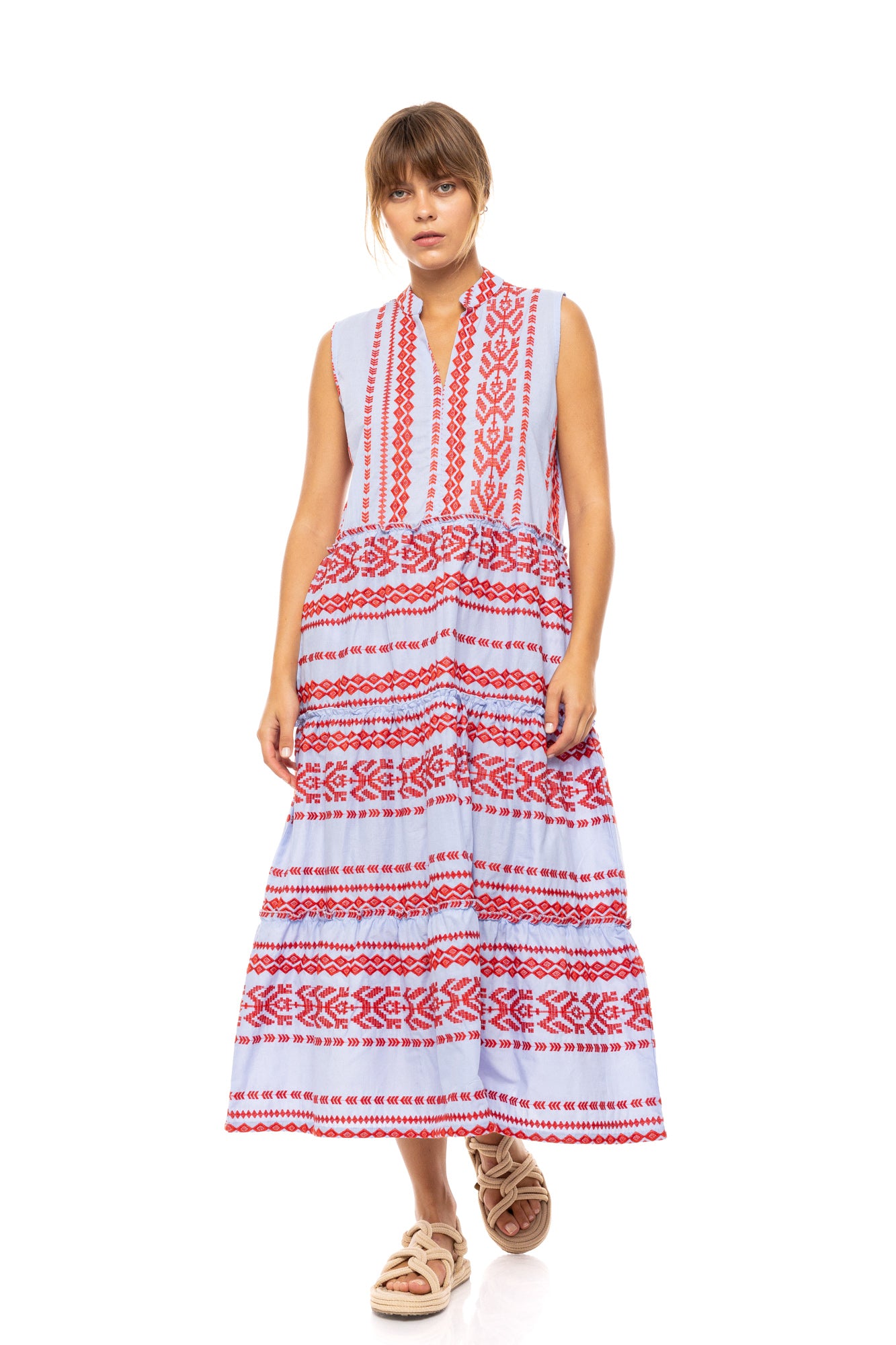 Pink Label - Beachwear Long Embrodery Ice Blue