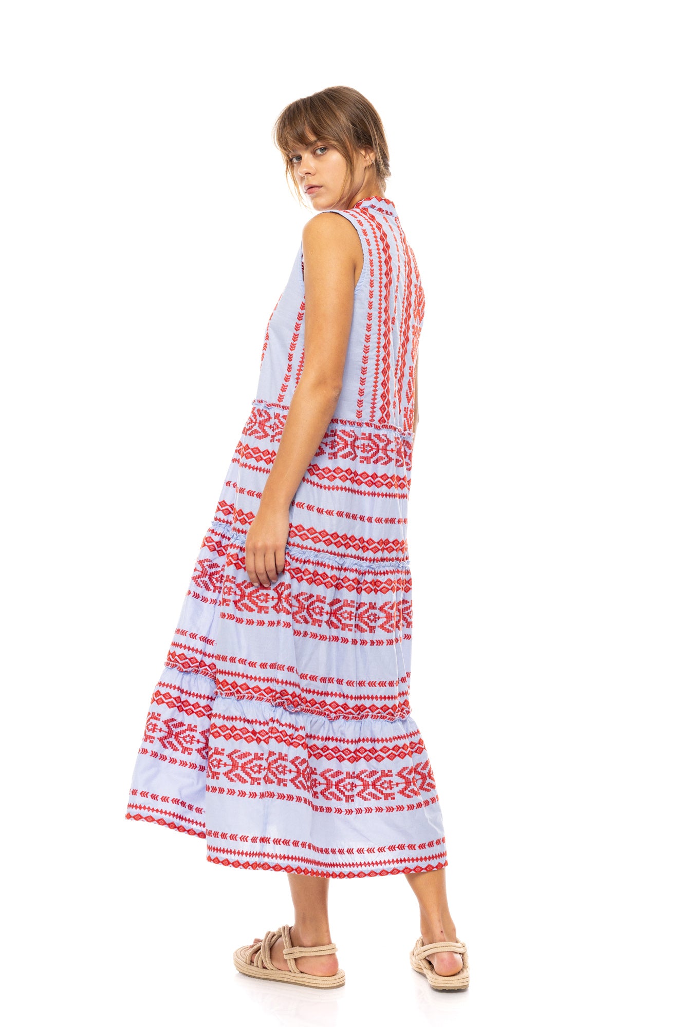 Pink Label - Beachwear Long Embrodery Ice Blue