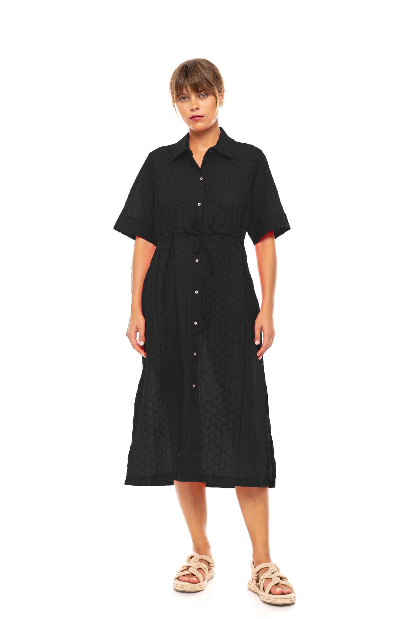 Pink Label - Beachwear Long Buttoned Embrodery