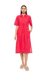 Pink Label - Beachwear Long Buttoned Embrodery