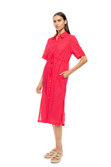 Pink Label - Beachwear Long Buttoned Embrodery