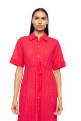 Pink Label - Beachwear Long Buttoned Embrodery