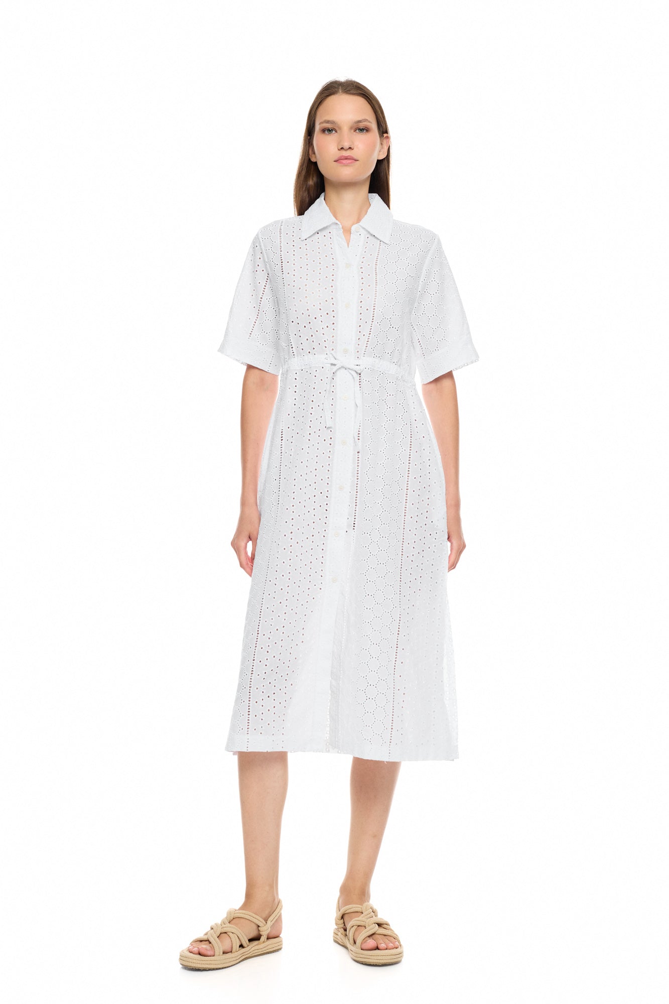 Pink Label - Beachwear Long Buttoned Embrodery