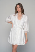 MilenaByParis - Plus Size Νυφική Ρόμπα Σατέν με Δαντέλα