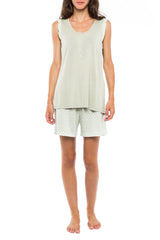 Pink Label - Pyjama Shorts Green Geometric