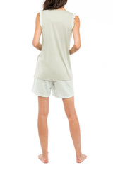 Pink Label - Pyjama Shorts Green Geometric