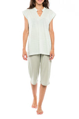 Pink Label - Pyjama Capri Green Geometric