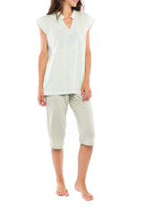 Pink Label - Pyjama Capri Green Geometric