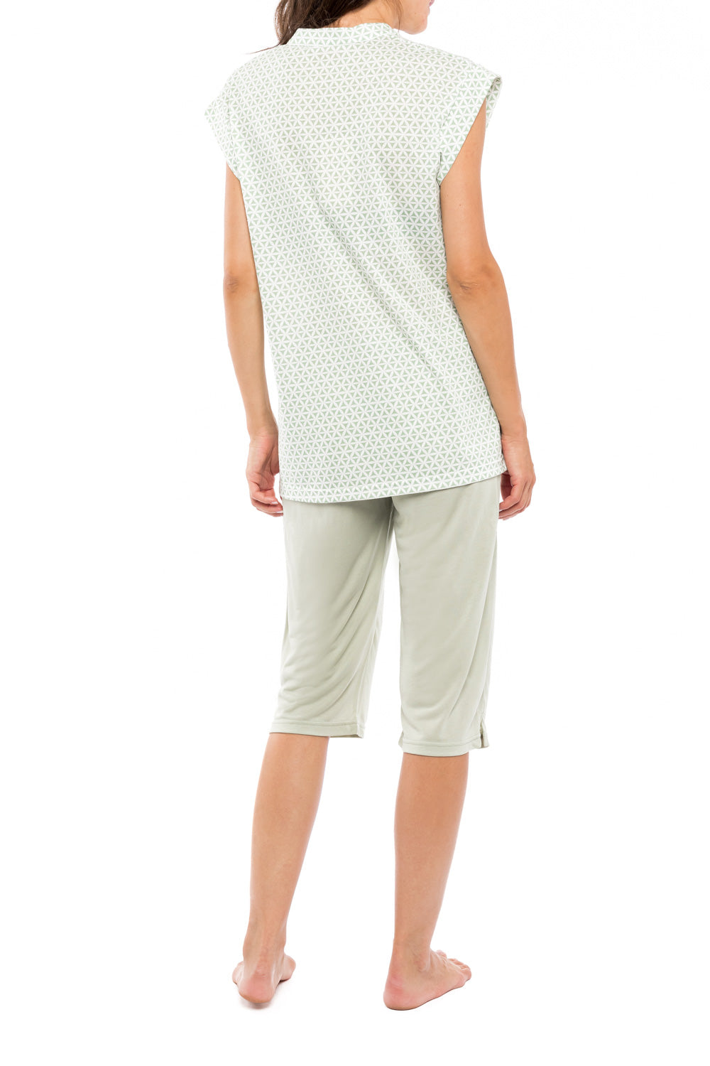 Pink Label - Pyjama Capri Green Geometric