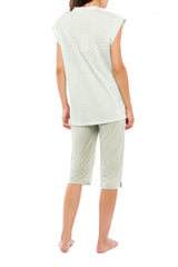 Pink Label - Pyjama Capri Green Geometric
