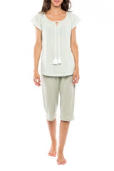 Pink Label - Pyjama Capri Green Geometric