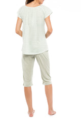 Pink Label - Pyjama Capri Green Geometric