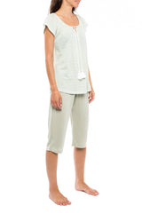 Pink Label - Pyjama Capri Green Geometric
