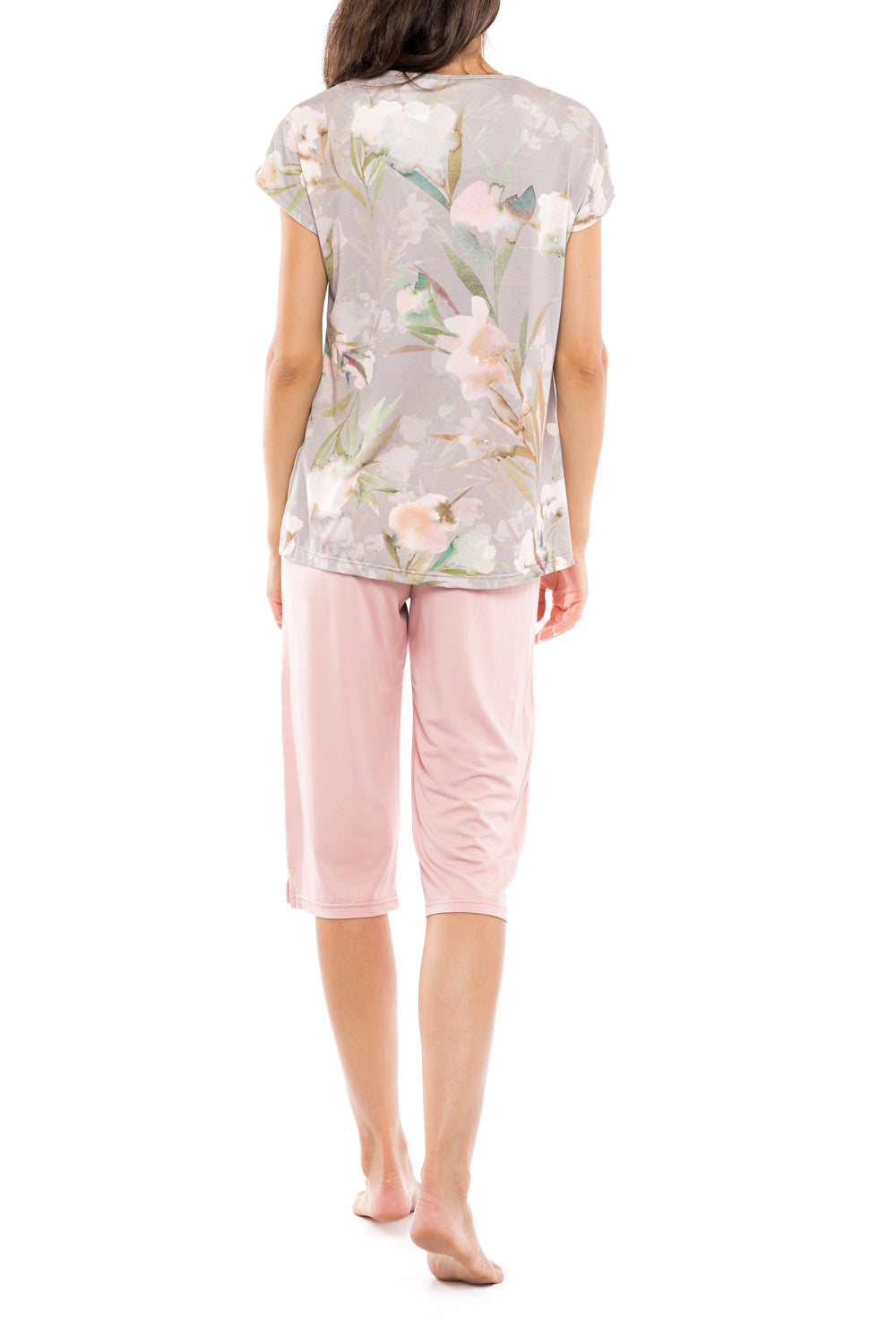 Pink Label - Pyjama Capri V Grey Blossom