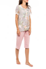 Pink Label - Pyjama Capri Grey Blossom