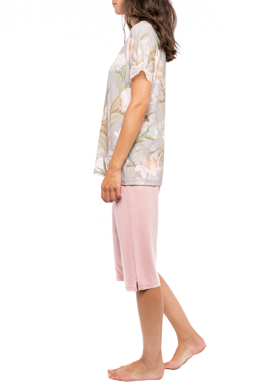 Pink Label - Pyjama Capri Grey Blossom