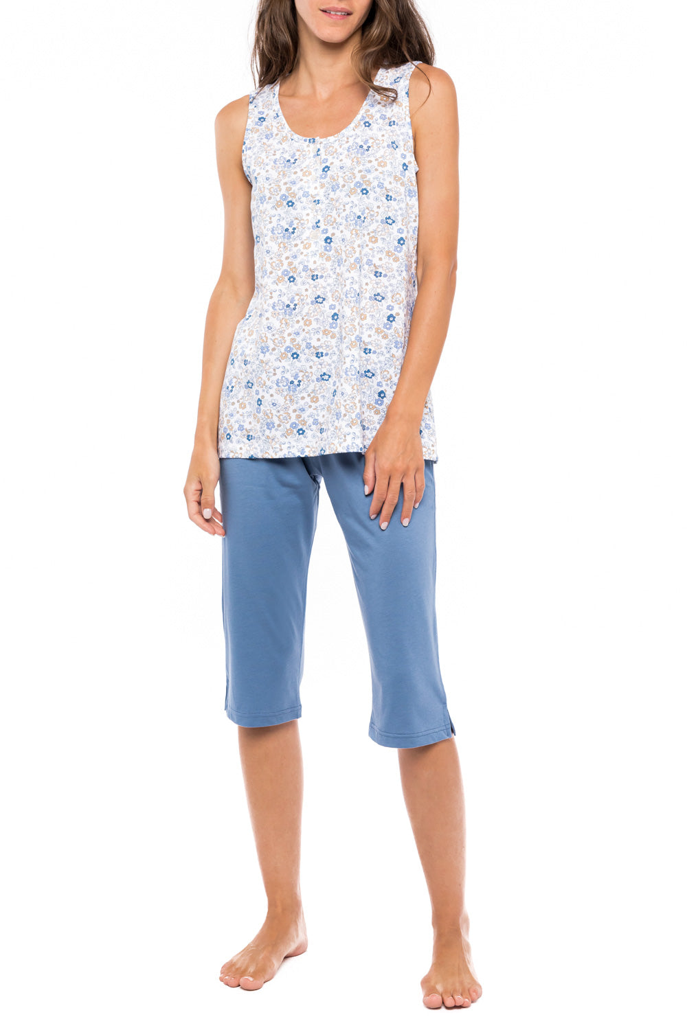 Pink Label - Pyjama Capri Blue Flower