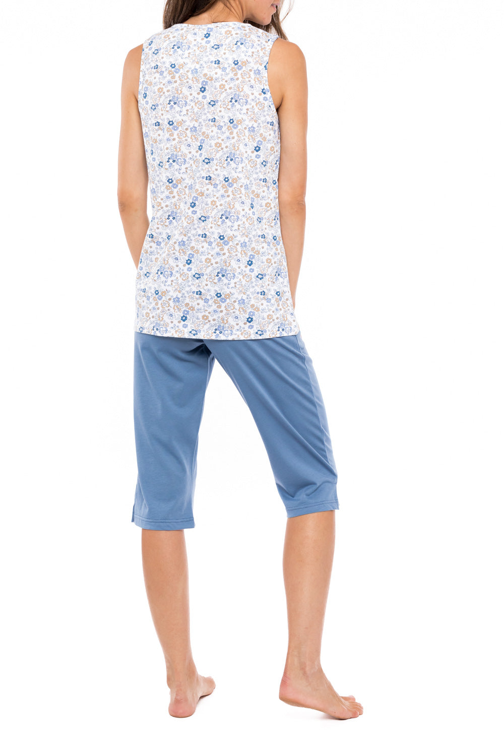 Pink Label - Pyjama Capri Blue Flower