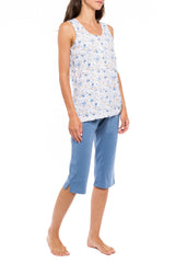 Pink Label - Pyjama Capri Blue Flower