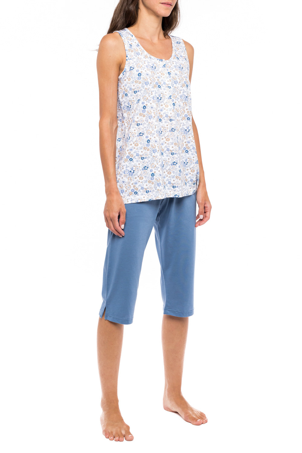 Pink Label - Pyjama Capri Blue Flower