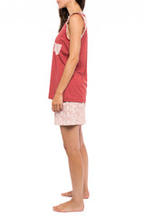 Pink Label - Pyjamas Shorts Red Berry