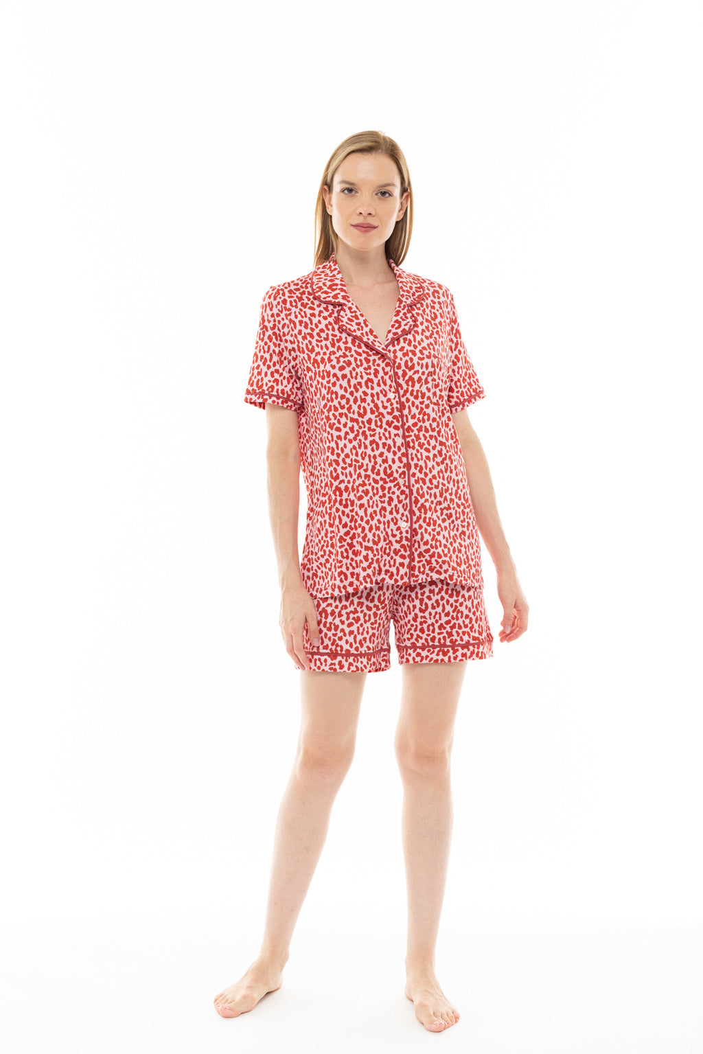 Pink Label - Pyjama Shorts Pink Leo