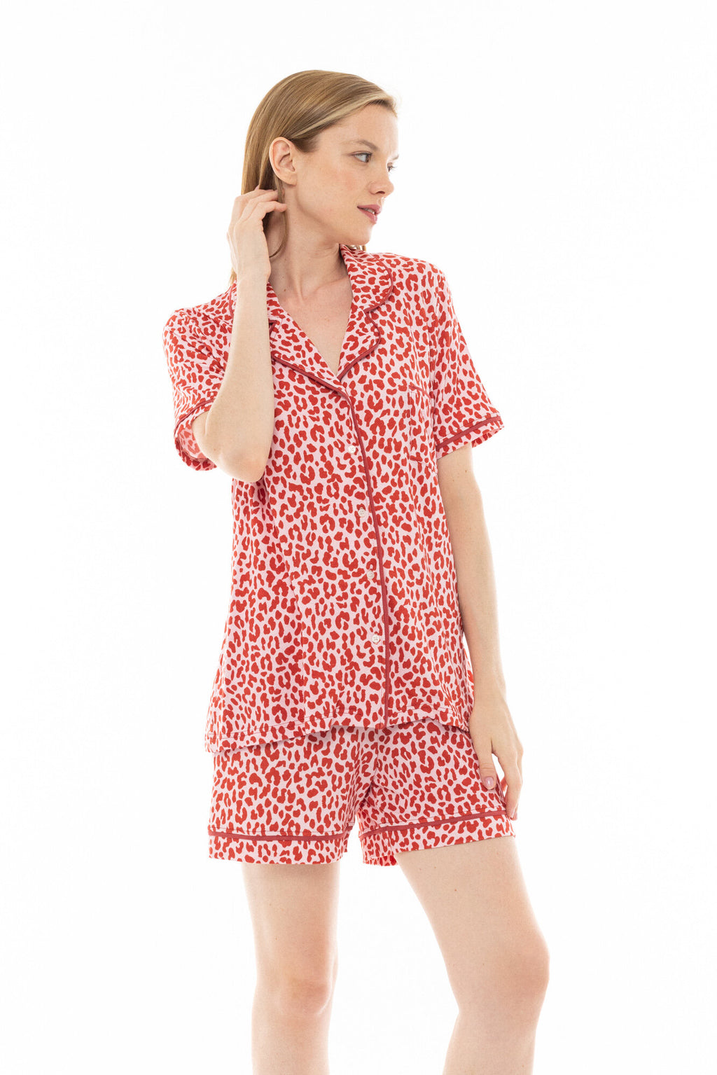 Pink Label - Pyjama Shorts Pink Leo