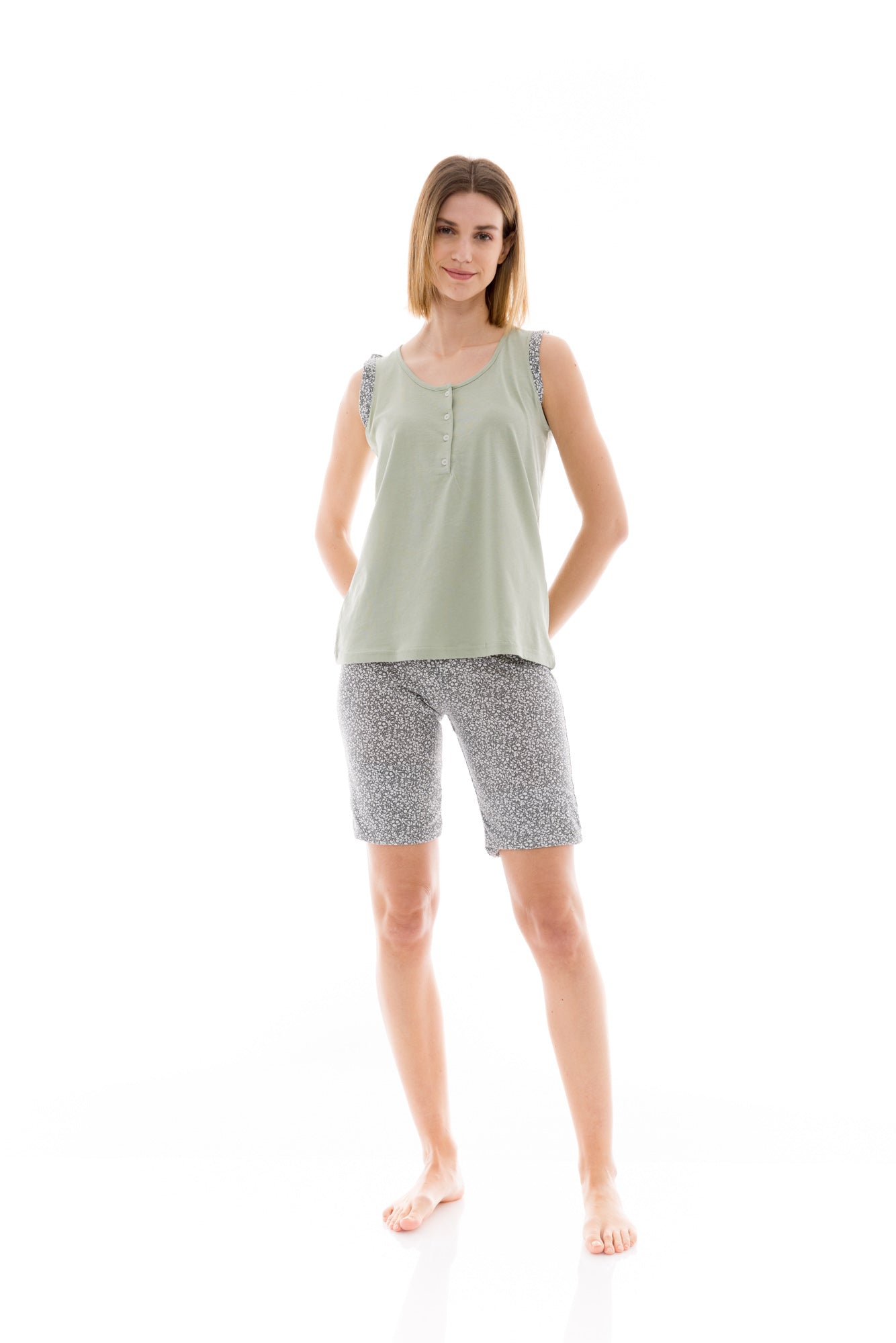 Pink Label - Pyjama Shorts Aqua Flower