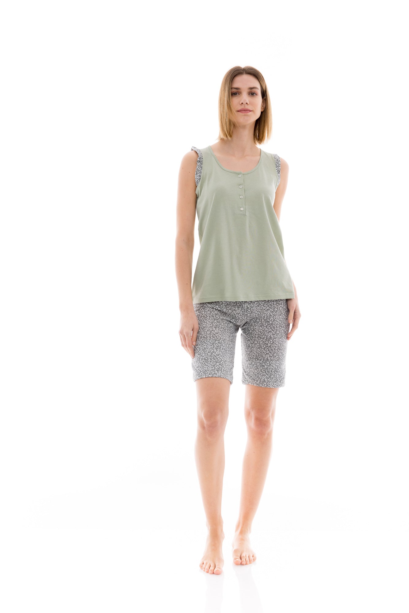 Pink Label - Pyjama Shorts Aqua Flower