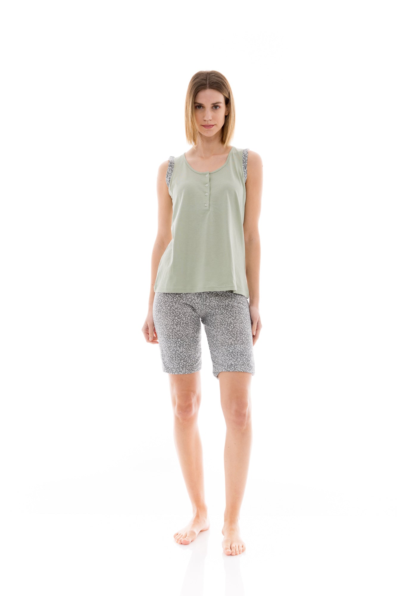 Pink Label - Pyjama Shorts Aqua Flower
