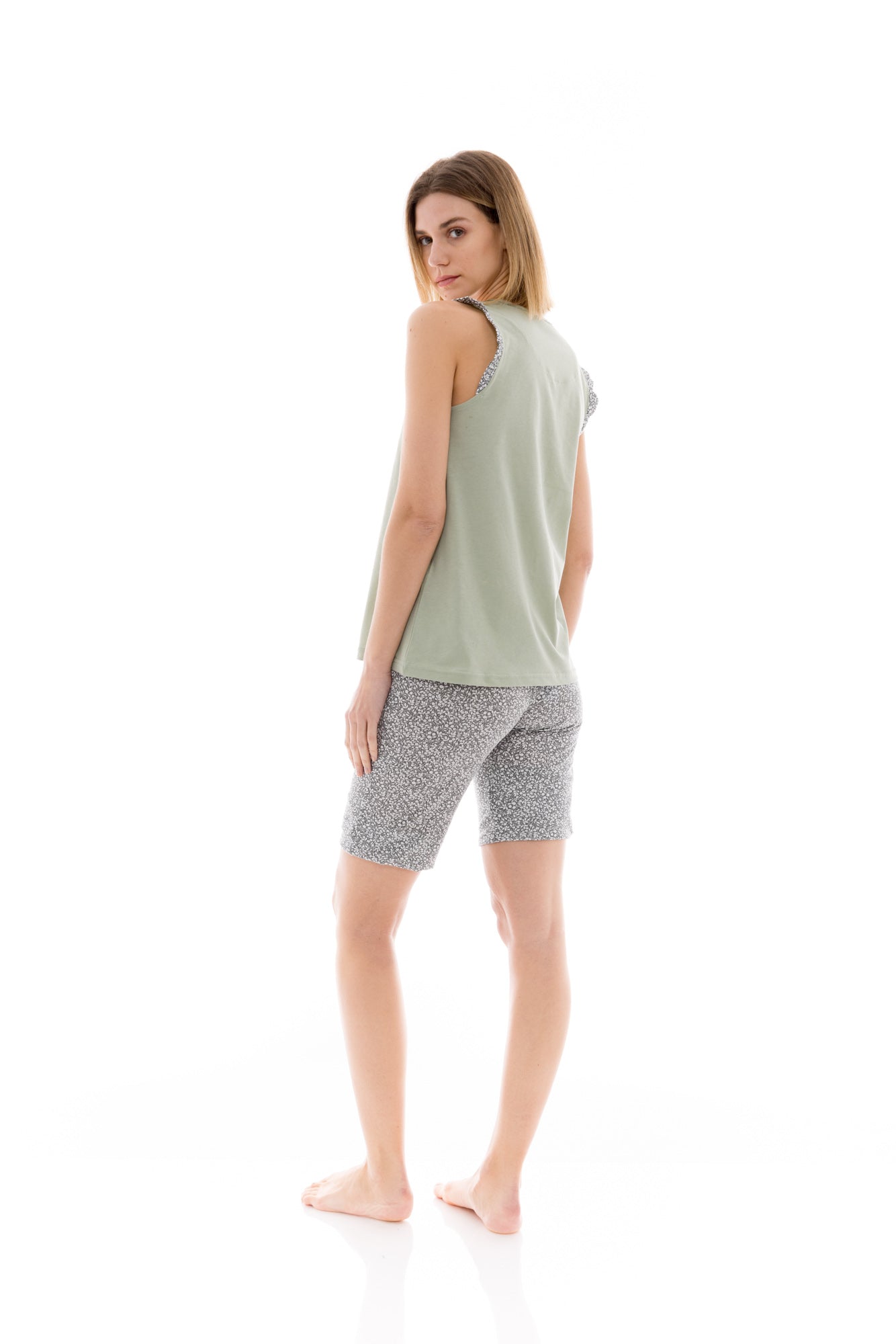 Pink Label - Pyjama Shorts Aqua Flower