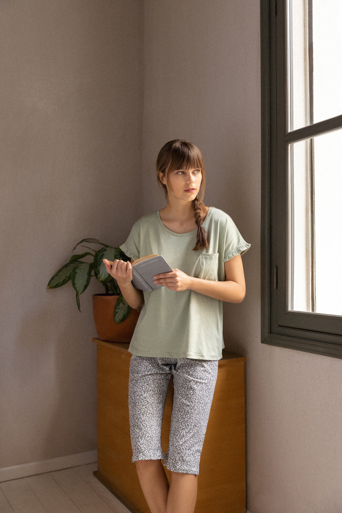 Pink Label - Pyjama Capri Aqua Flower
