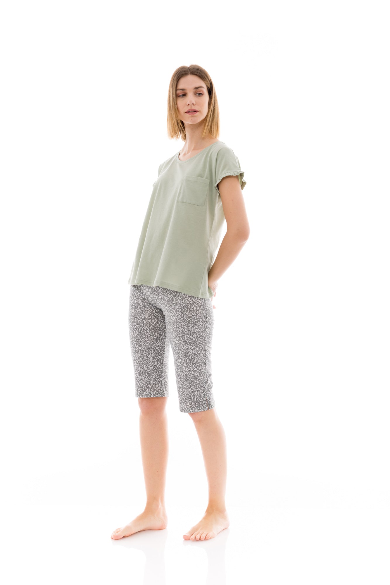 Pink Label - Pyjama Capri Aqua Flower