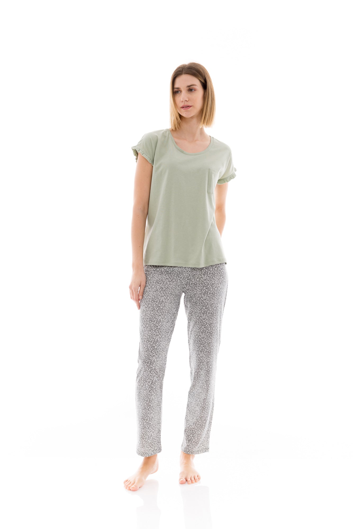 Pink Label - Pyjama Long Pants Aqua Flower
