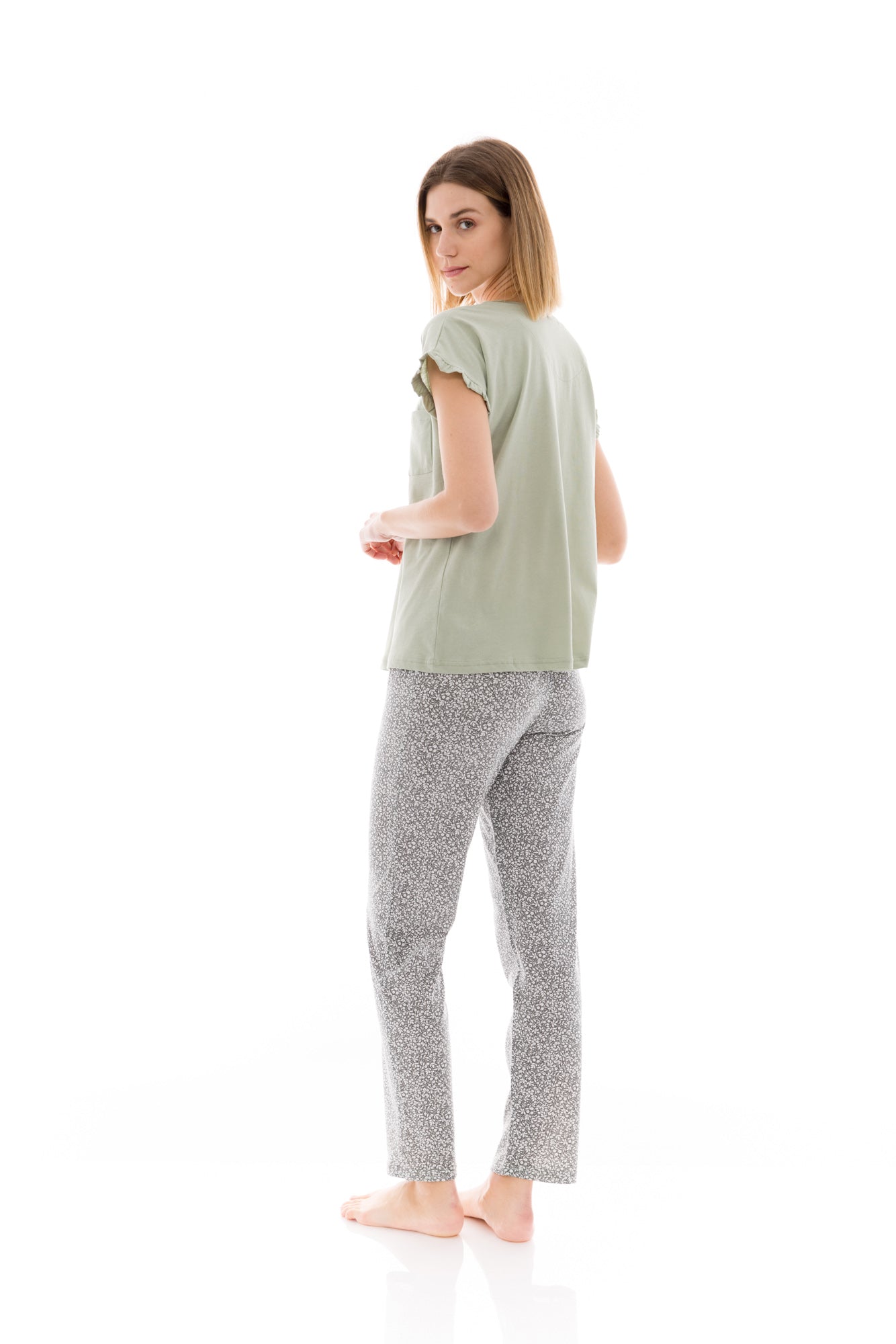 Pink Label - Pyjama Long Pants Aqua Flower