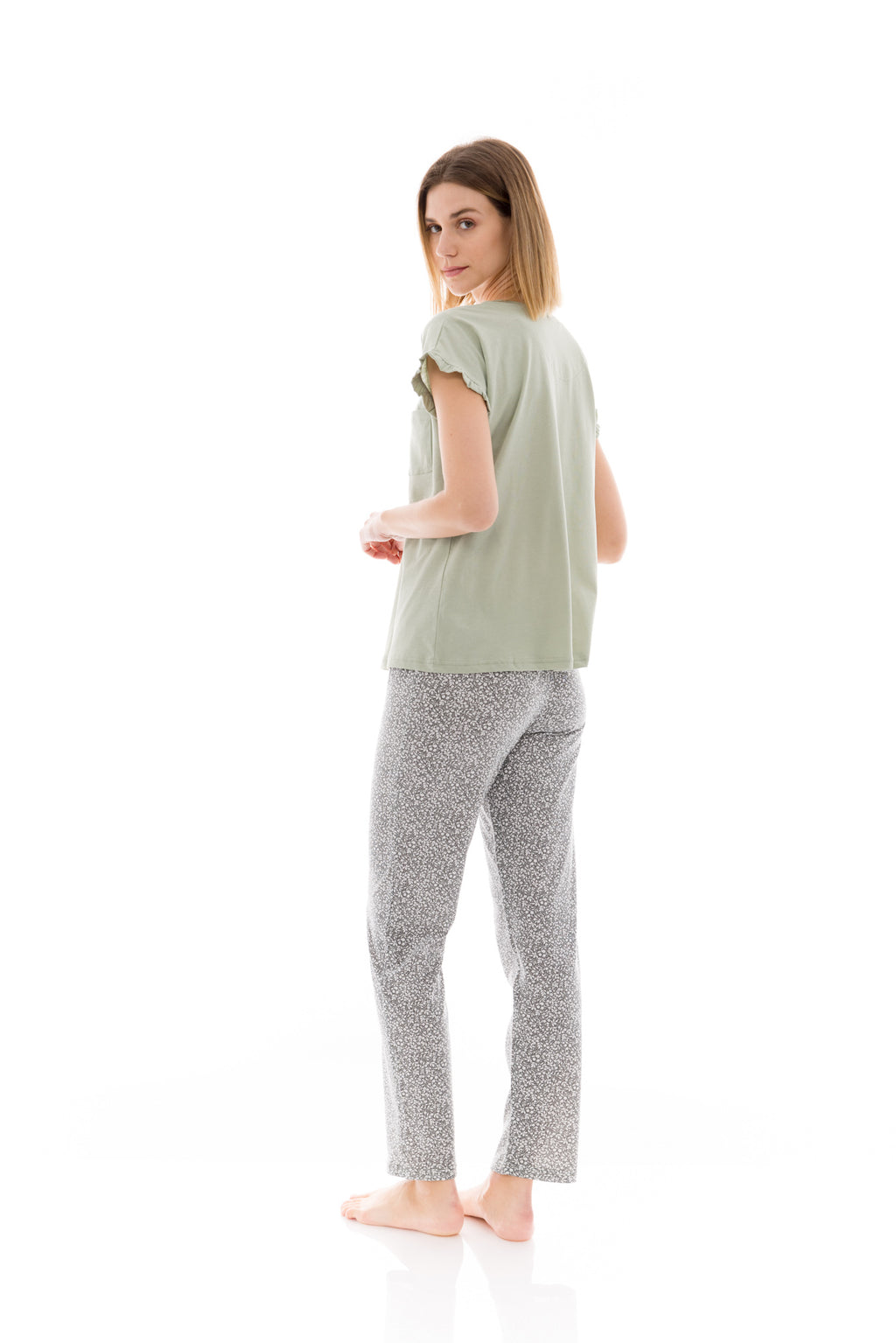 Pink Label - Pyjama Long Pants Aqua Flower
