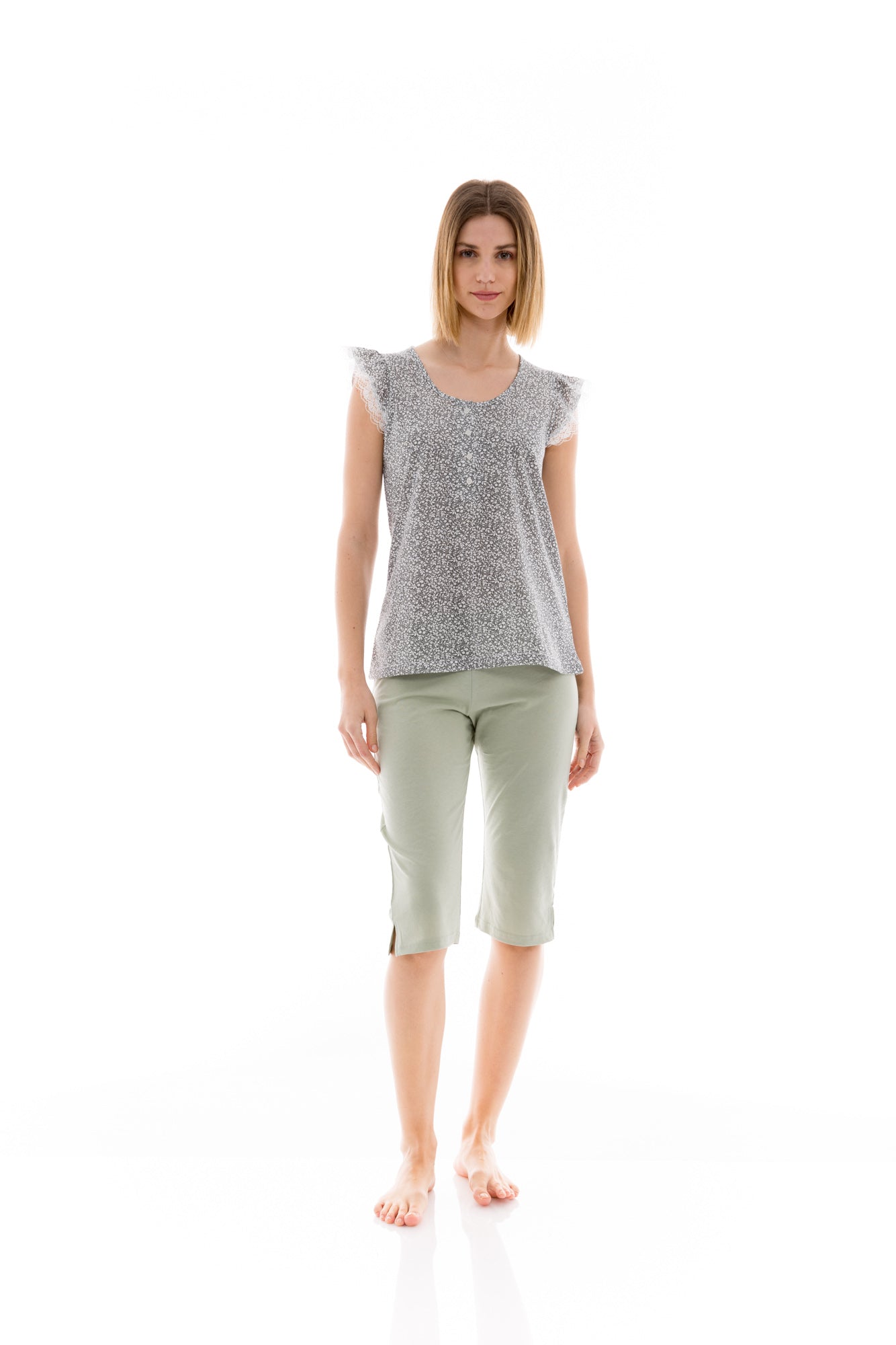 Pink Label - Pyjama Capri Aqua Flower