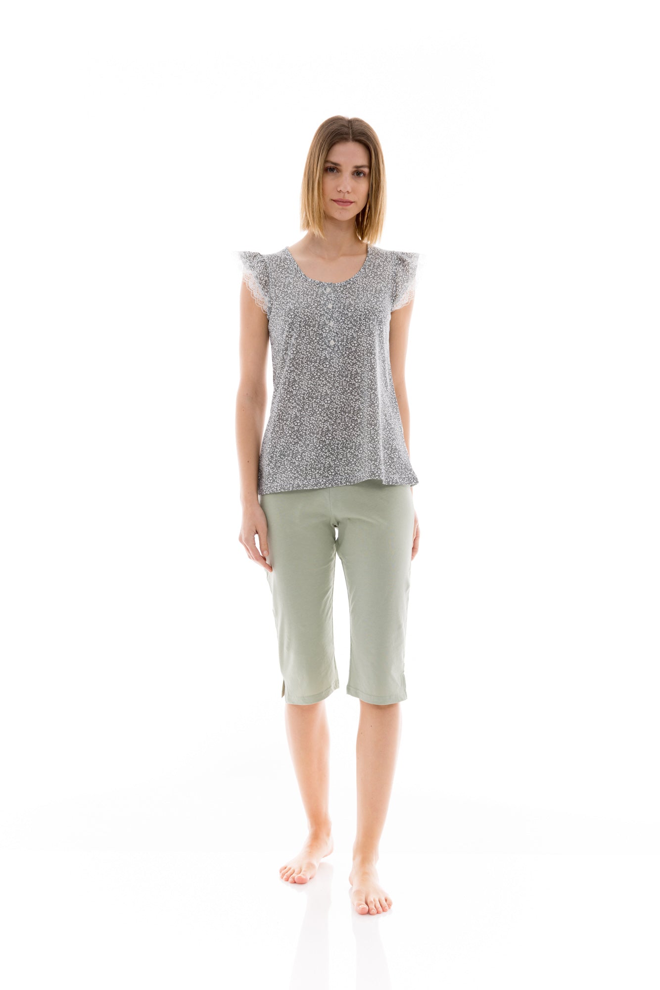Pink Label - Pyjama Capri Aqua Flower