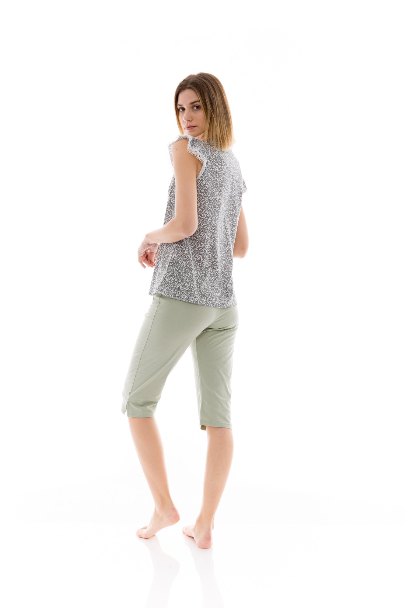 Pink Label - Pyjama Capri Aqua Flower