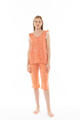 Pink Label - Pyjama Capri Orange Leo