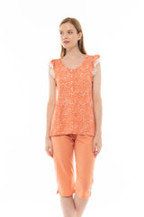 Pink Label - Pyjama Capri Orange Leo