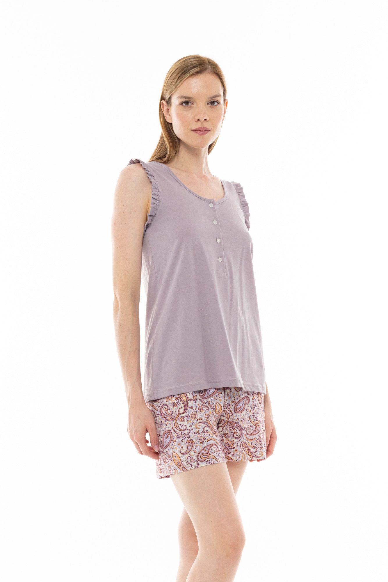 Pink Label - Pyjama Shorts Violete Paisley