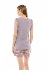 Pink Label - Pyjama Shorts Violete Paisley