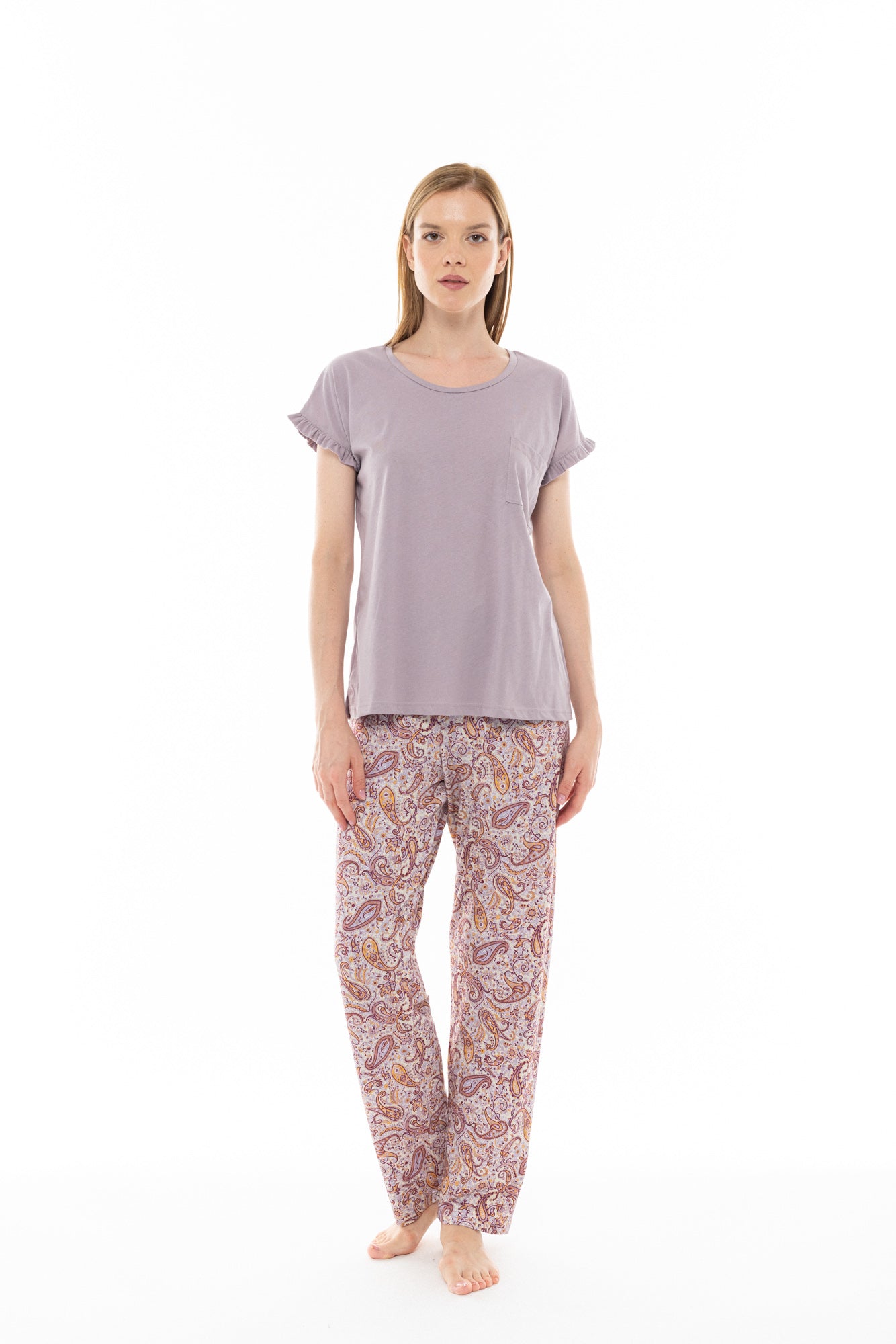 Pink Label - Pyjama Long Pants Violete Paisley