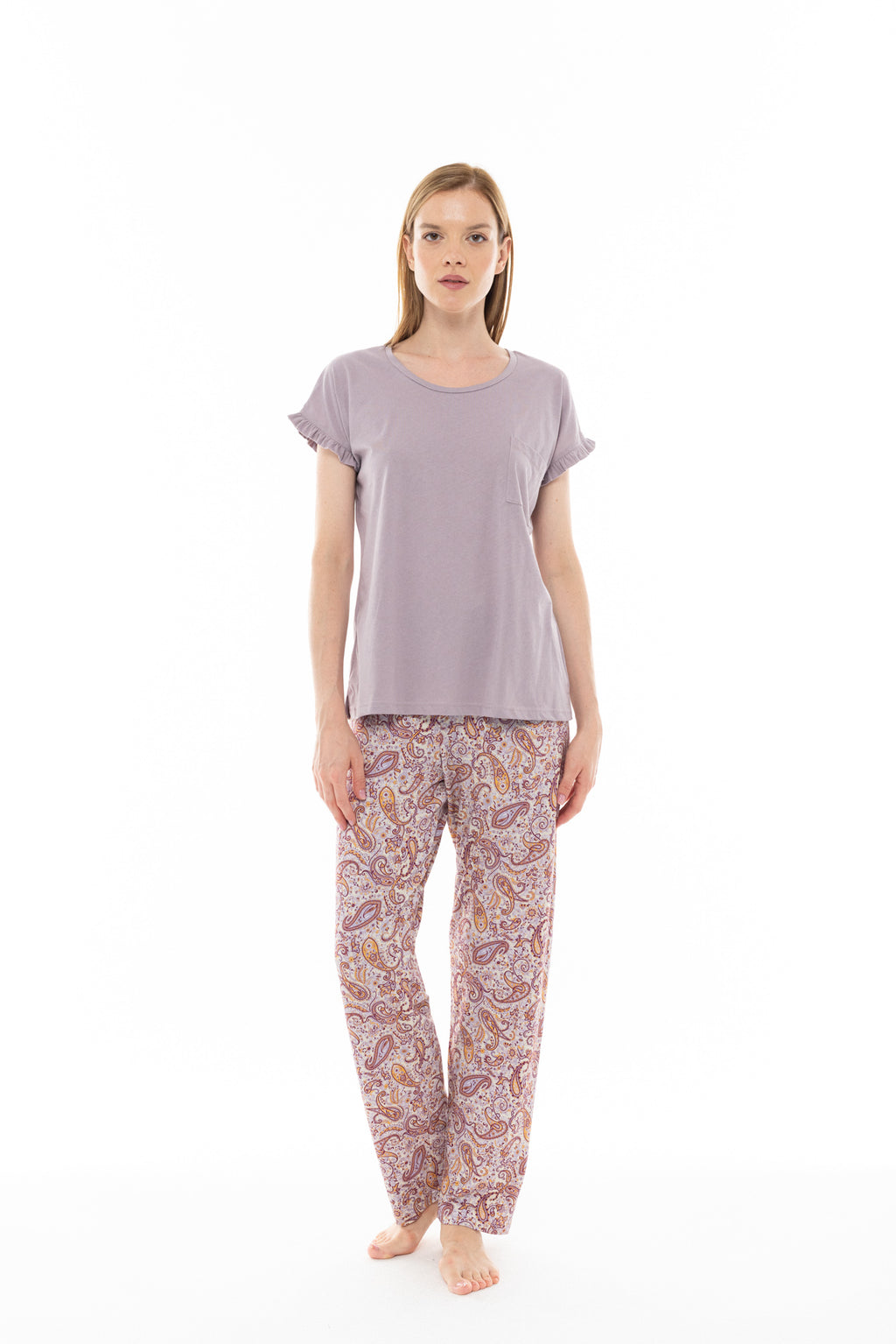 Pink Label - Pyjama Long Pants Violete Paisley