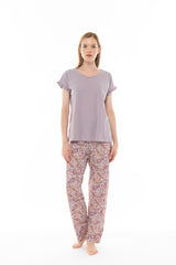 Pink Label - Pyjama Long Pants Violete Paisley