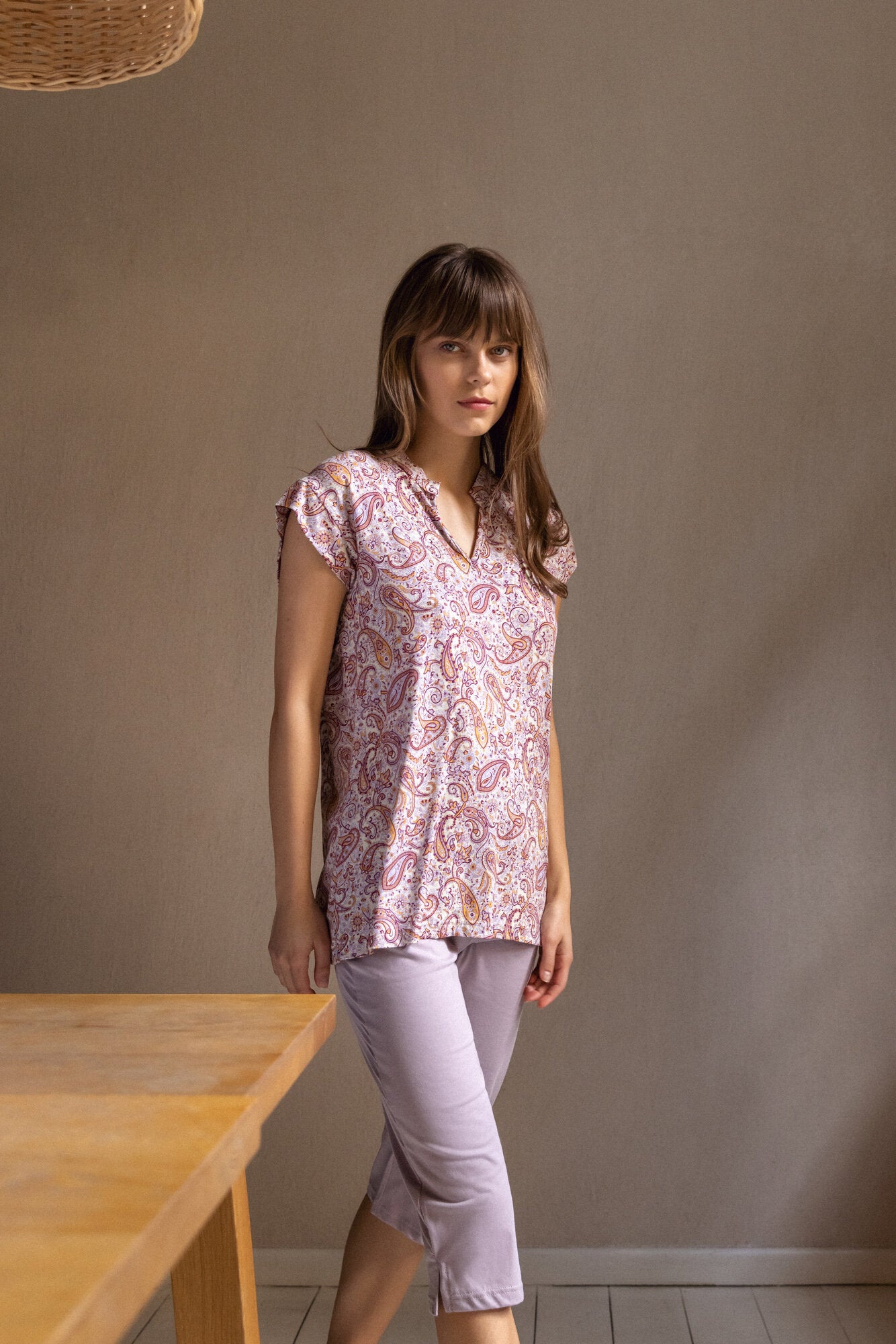 Pink Label - Pyjama Capri Violete Paisley