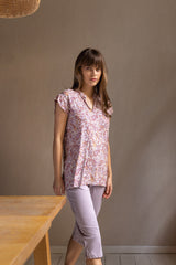 Pink Label - Pyjama Capri Violete Paisley